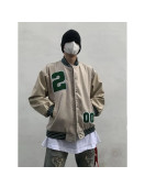 002 Black And Beige Varsity Jacket