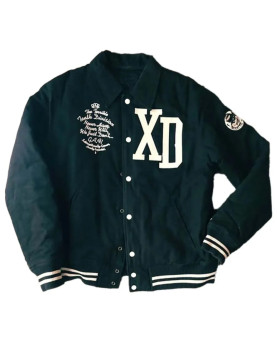 10 Deep Black Cats Varsity Jacket