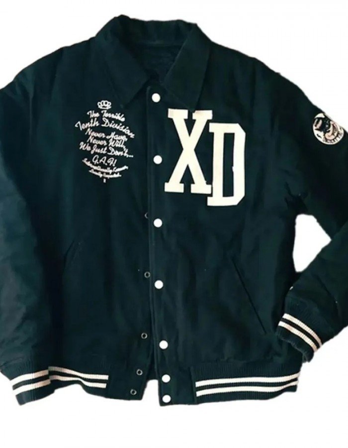 10 Deep Black Cats Varsity Jacket