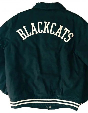 10 Deep Black Cats Varsity Jacket