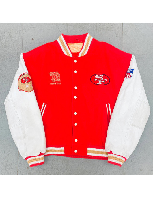 1990 Super Bowl XXIV Champions San Francisco 49ers Varsity Jacket