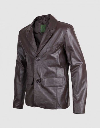 2 Button Brown Leather Blazer