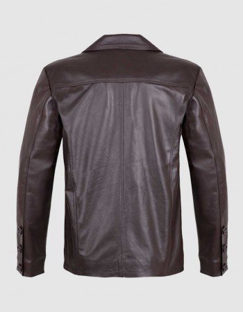 2 Button Brown Leather Blazer
