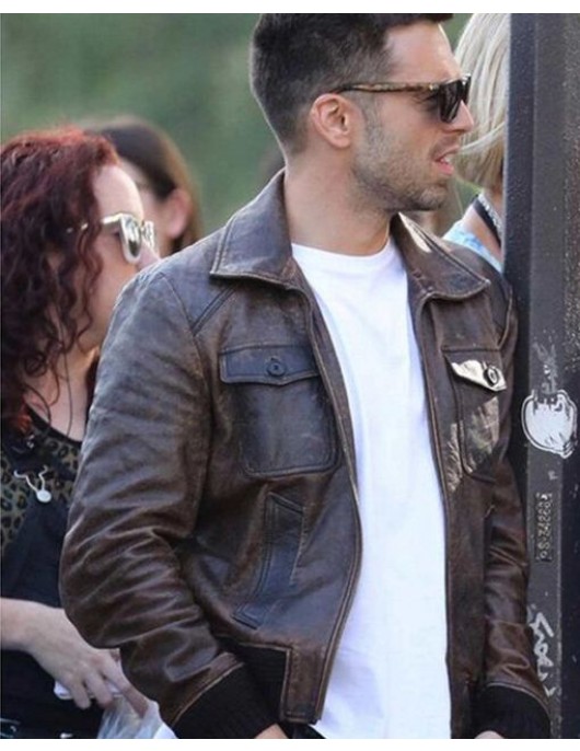 355 Sebastian Stan Brown Leather Jacket