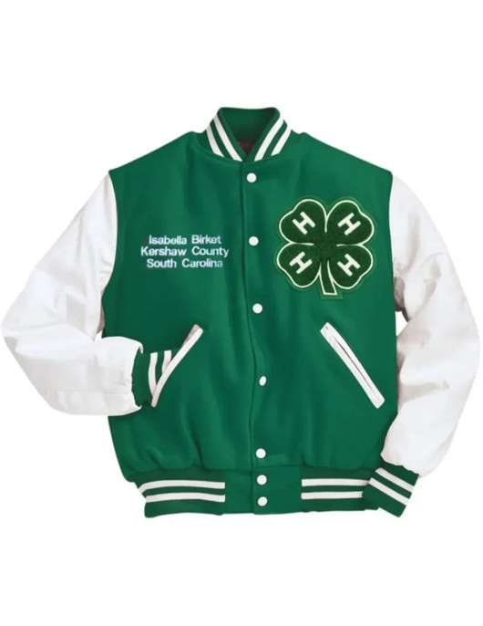 4h Green and White Varsity jacket