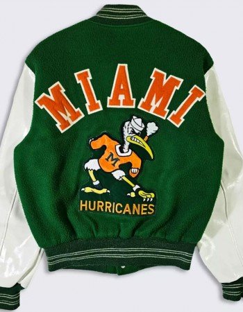 70’s Miami Hurricanes Green and White Varsity Jacket