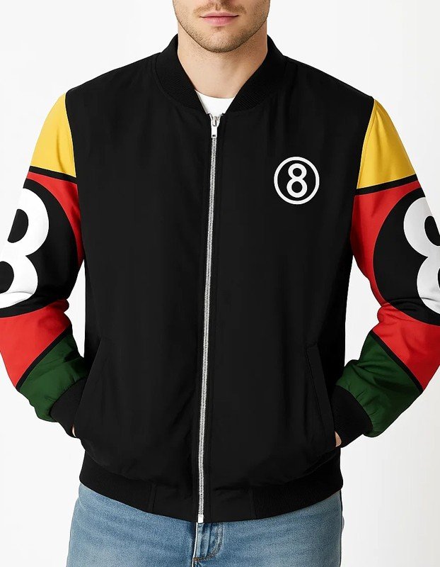 8 Ball Vintage Black Bomber Jacket