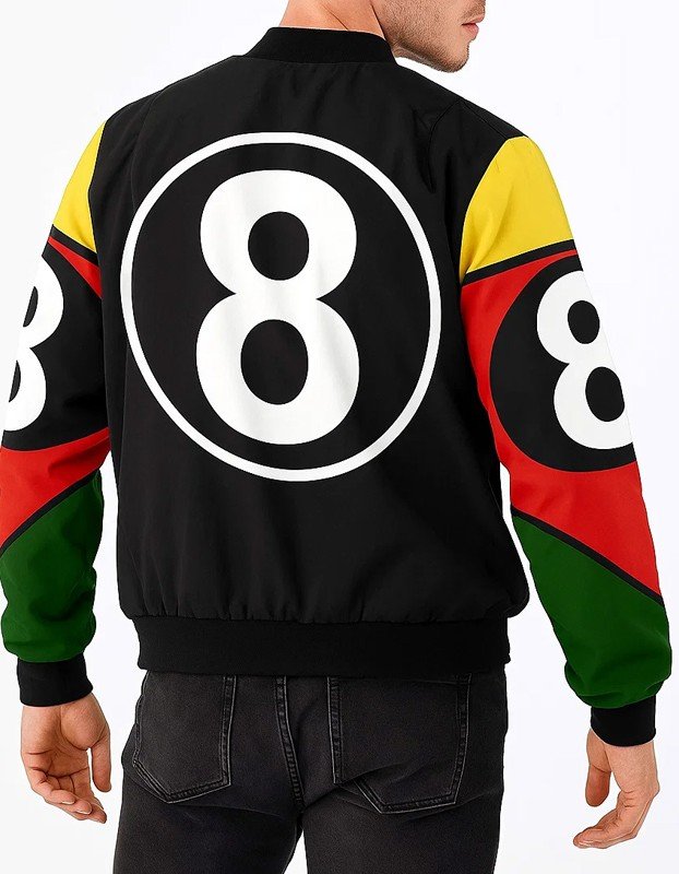 8 Ball Vintage Black Bomber Jacket