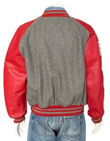 90s Gray Red Letterman Jacket