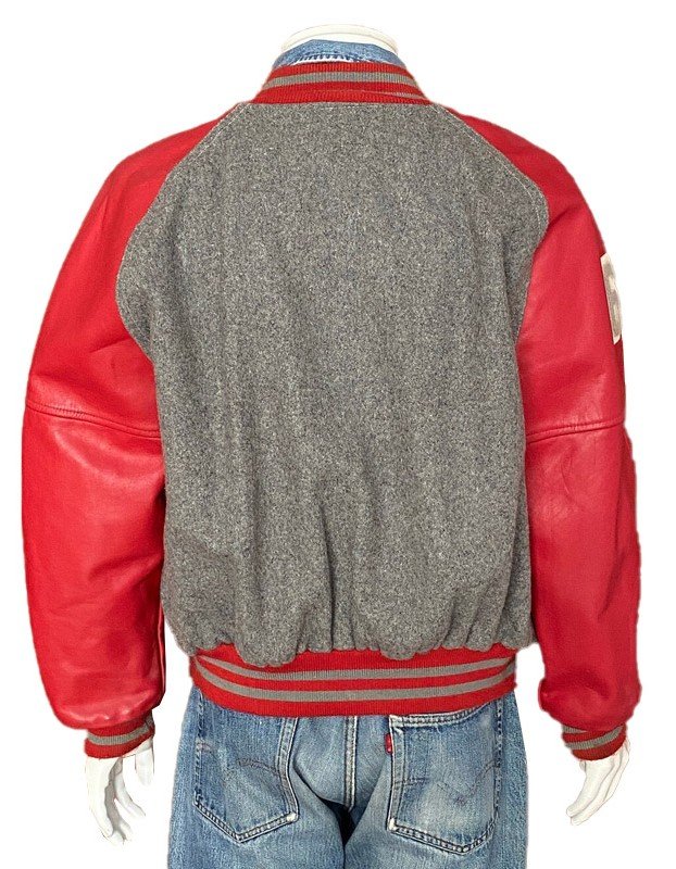 90s Gray Red Letterman Jacket