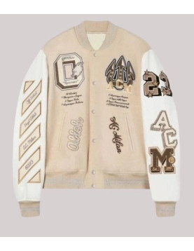 AC Milan Off White Varsity Jacket | Football Club Off White Varsity Jacket