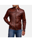 Abstract Maroon Leather Jacket