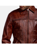 Abstract Maroon Leather Jacket