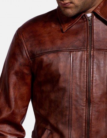 Abstract Brown Leather Jacket