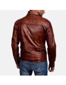 Abstract Maroon Leather Jacket