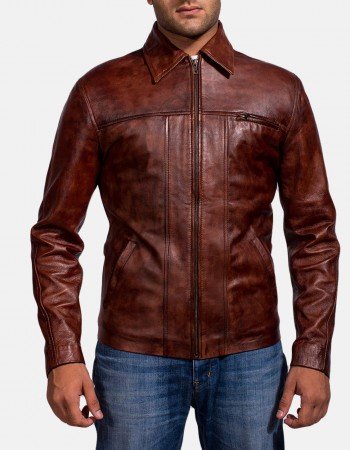 Abstract Brown Leather Jacket