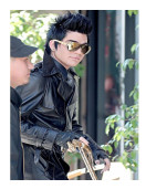 Adam Lambert Double Breasted Black Leather Coat