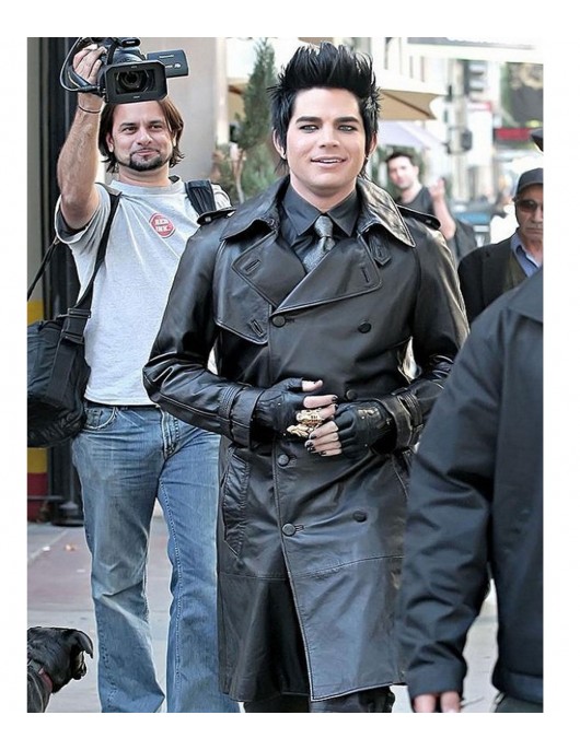 Adam Lambert Double Breasted Black Leather Coat