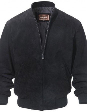 Adamsville Mens Black Suede Leather Bomber Jacket