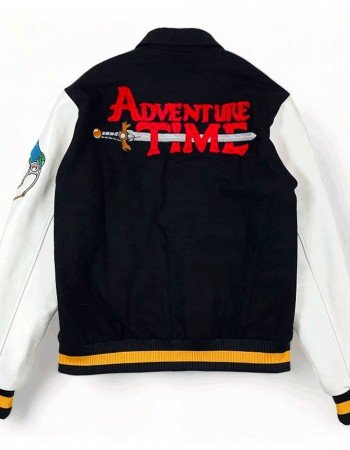 Adventure Time Black and White Varsity Jacket