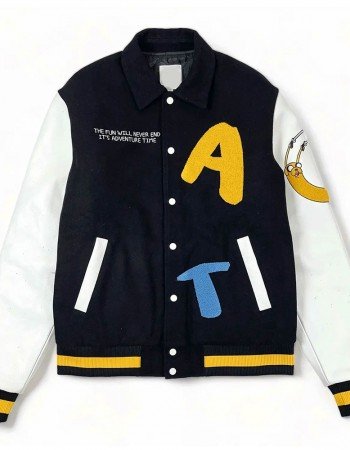 Adventure Time Black and White Varsity Jacket