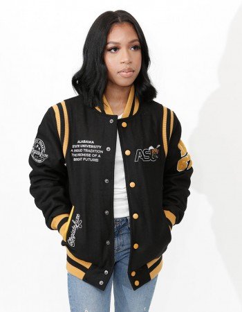 Alabama State University Unisex Black Varsity Jacket
