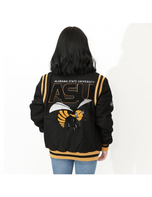 Alabama State University Unisex Black Varsity Jacket