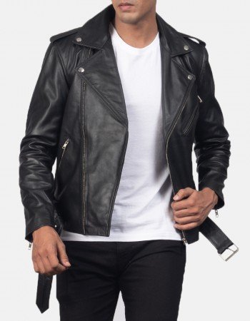 Allaric Alley Black Leather Biker Jacket