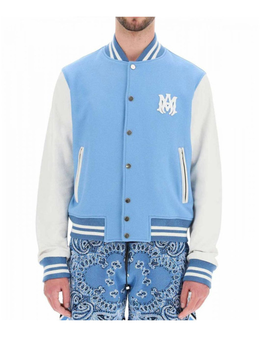 Amiri Blue and White Letterman Jacket