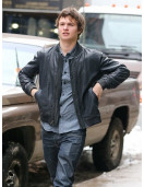 Ansel Elgort Black Bomber Jacket