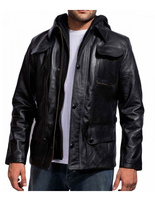 Arnold Terminator 5 Leather Jacket with Hood