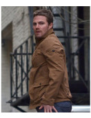 Arrow Season 2 Stephen Amell Brown Cotton Jacket