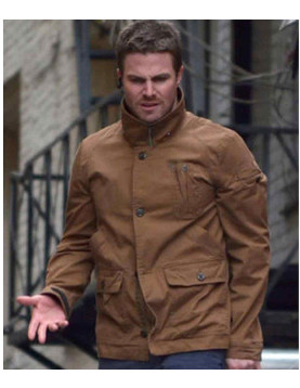Arrow Season 2 Stephen Amell Brown Cotton Jacket