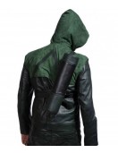 Arrow Stephen Amell Green Hooded Jacket with Quiver Costume