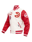 Atlanta Hawks Off White Wool Varsity Jacket