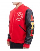 Atlanta Hawks Red and Black Varsity Jacket