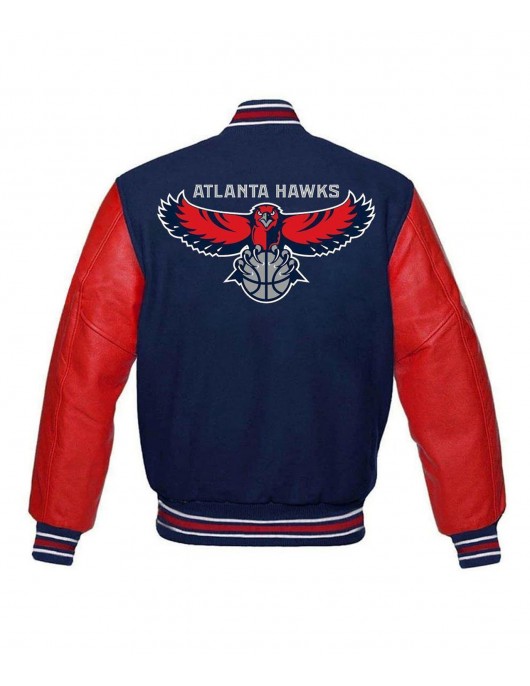 Atlanta Hawks Red and Blue Varsity Jacket