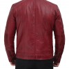 Austin Maroon Distressed Café Racer Leather Jacket Men's Austin Maroon Distressed Café Racer Leather Jacket Men's