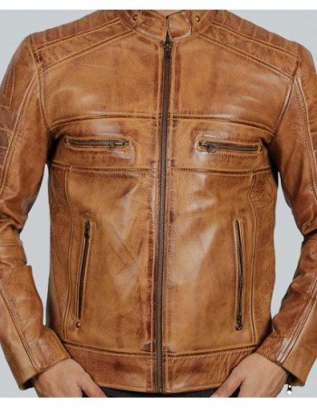Austin Mens Cafe Racer Lambskin Tan Leather Jacket Austin Mens Cafe Racer Lambskin Tan Leather Jacket