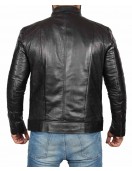 Austin PU Mens Black Cafe Racer Leather Jacket