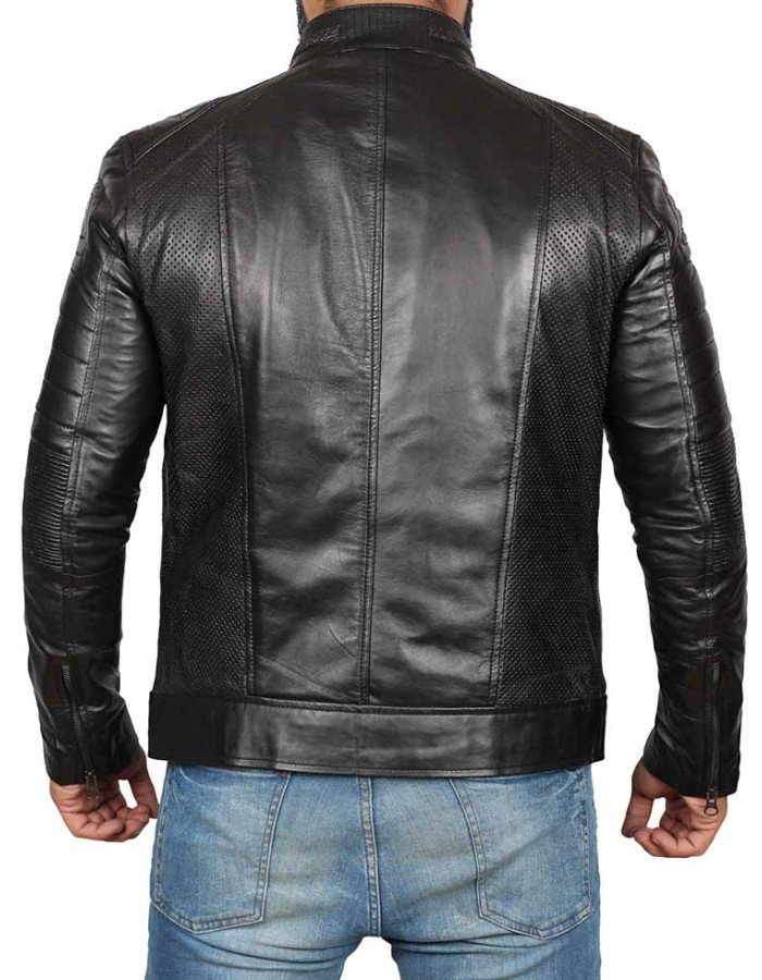 Austin PU Mens Black Cafe Racer Leather Jacket Austin PU Mens Black Cafe Racer Leather Jacket
