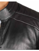 Austin PU Mens Black Cafe Racer Leather Jacket