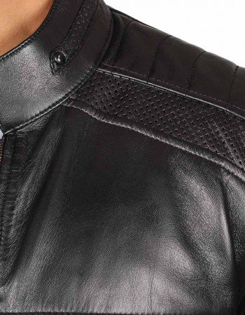 Austin PU Mens Black Cafe Racer Leather Jacket Austin PU Mens Black Cafe Racer Leather Jacket