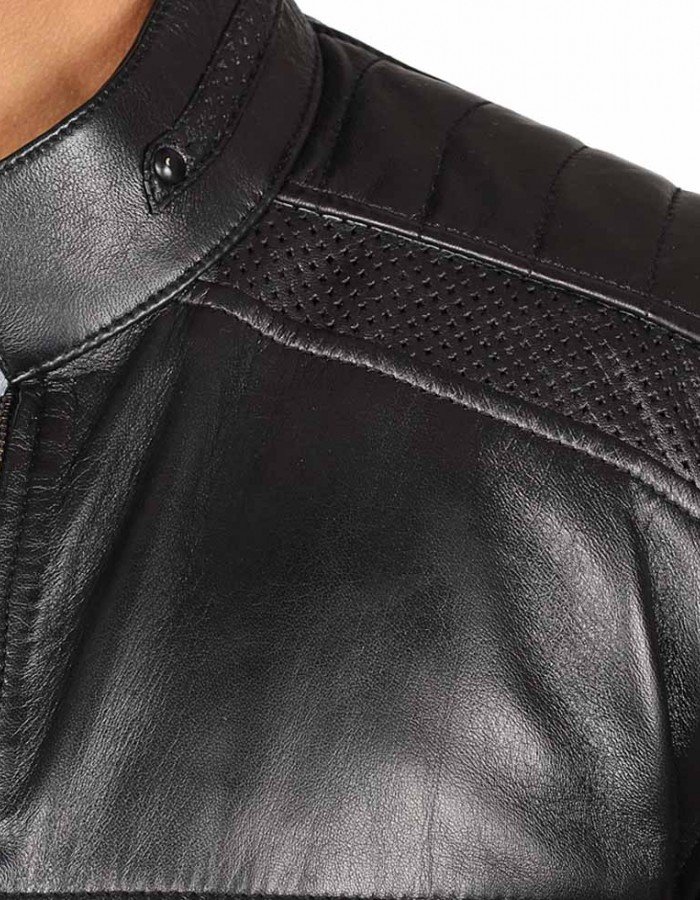 Austin PU Mens Black Cafe Racer Leather Jacket Austin PU Mens Black Cafe Racer Leather Jacket