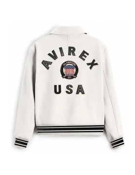 Avirex Lil Durk White Leather Jacket