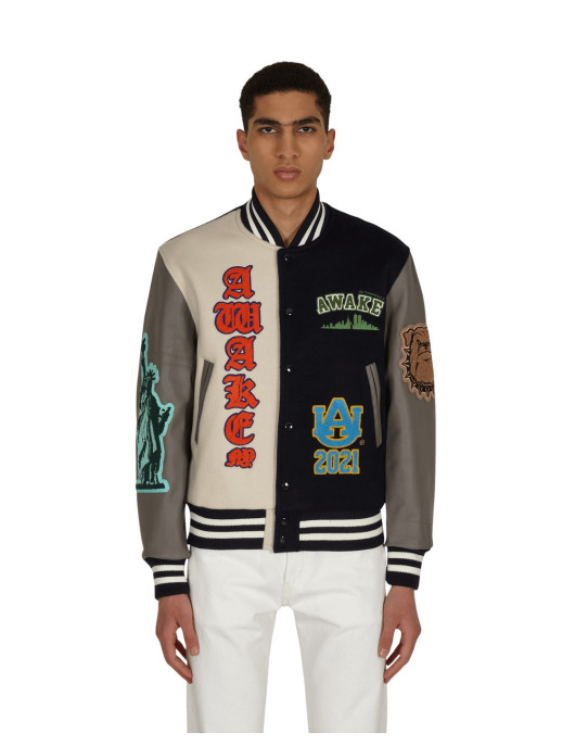 Awake Ny Chenille Patches Varsity Jacket Navy Combo