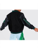 B Patch Varsity Bomber with Leather Look Sleeves