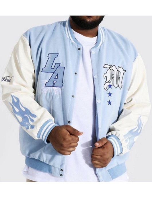 Baby Blue LA Letterman M Jacket