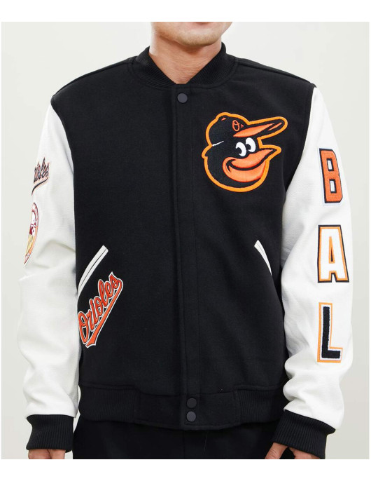 Baltimore Orioles Black and White Varsity Jacket