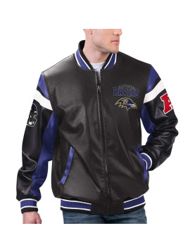 Baltimore Ravens Black Varsity Full-Zip Leather Jacket